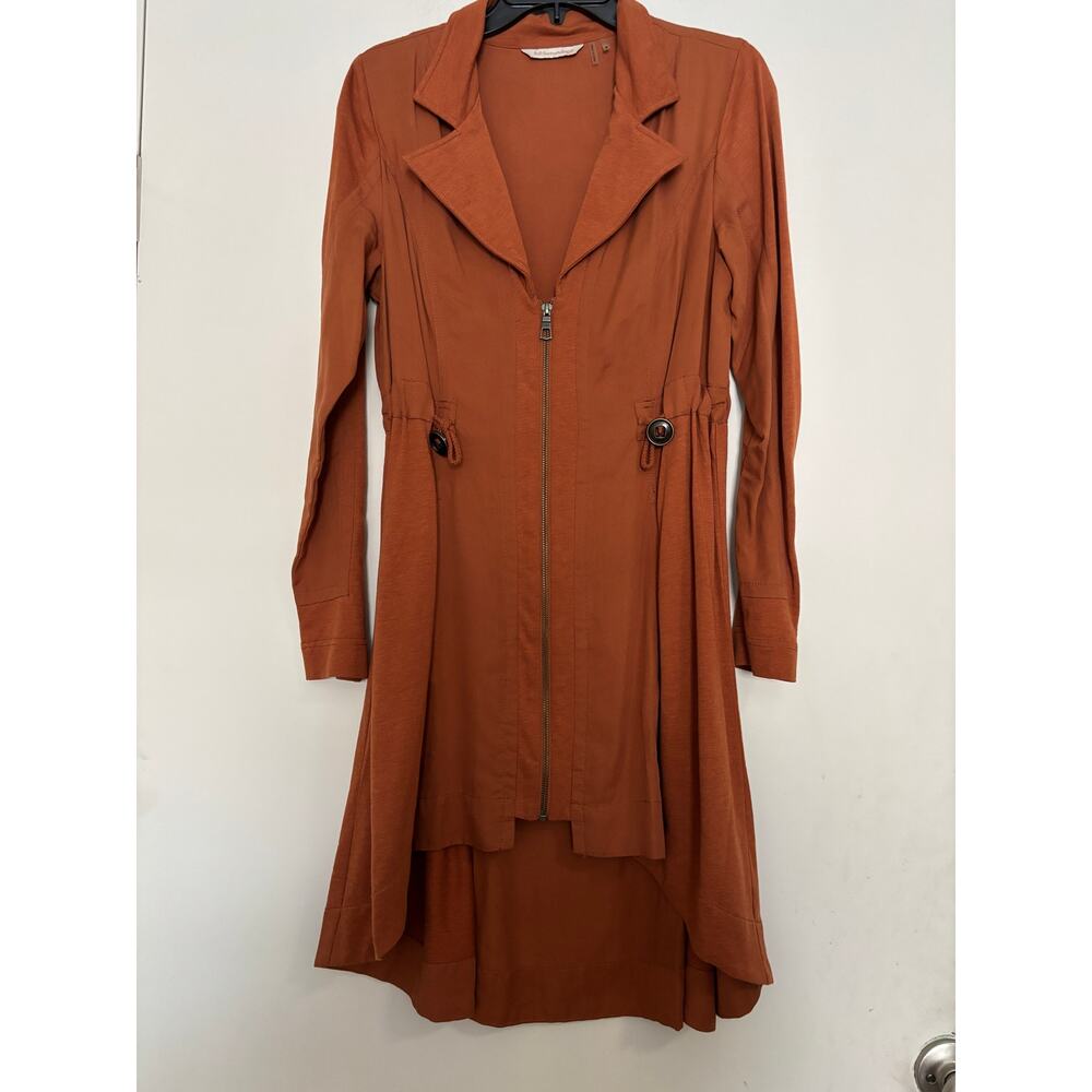 SOFT SURROUNDINGS Santa Rosa Burnt Orange Tencel Hi-Low Toggle Jacket M - Picture 2 of 4